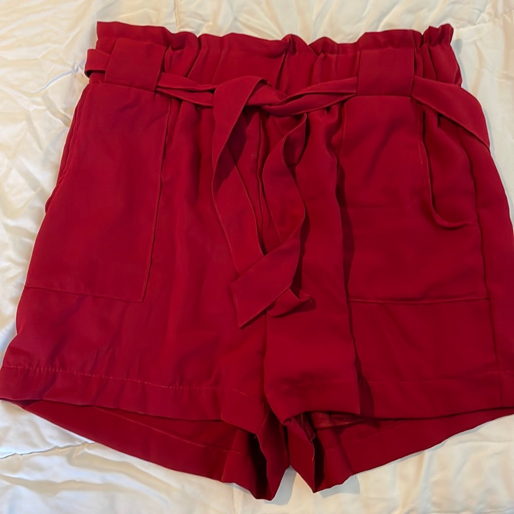 Red High Waisted Shorts